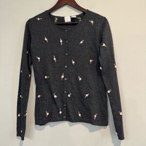 Mary Jane By Marcasiano Floral Embroidered Cardigan Sweater Coquette S